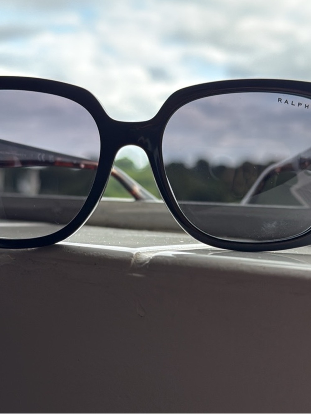 Ralph Lauren Women's Black Frame Sunglasses with Gradient Lenses